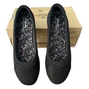 NIB Clarks Cloudsteppers Breeze Ayla Black Comfort Ballet Flats 7.5